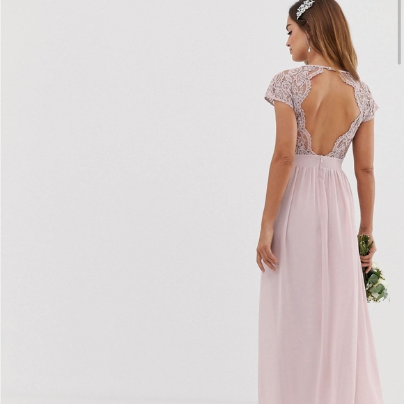 Dusty Pink Open Back Lace Dress - Picture 1 of 4
